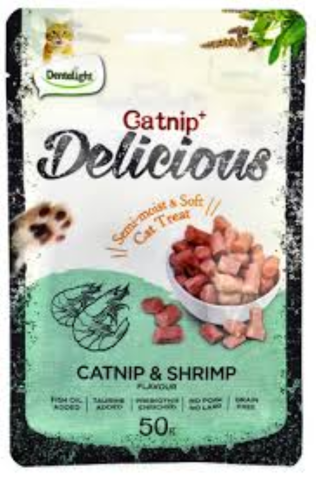 SEMI-MOIST TREAT CATNIP & SHRIMP FLAVOUR 50GR